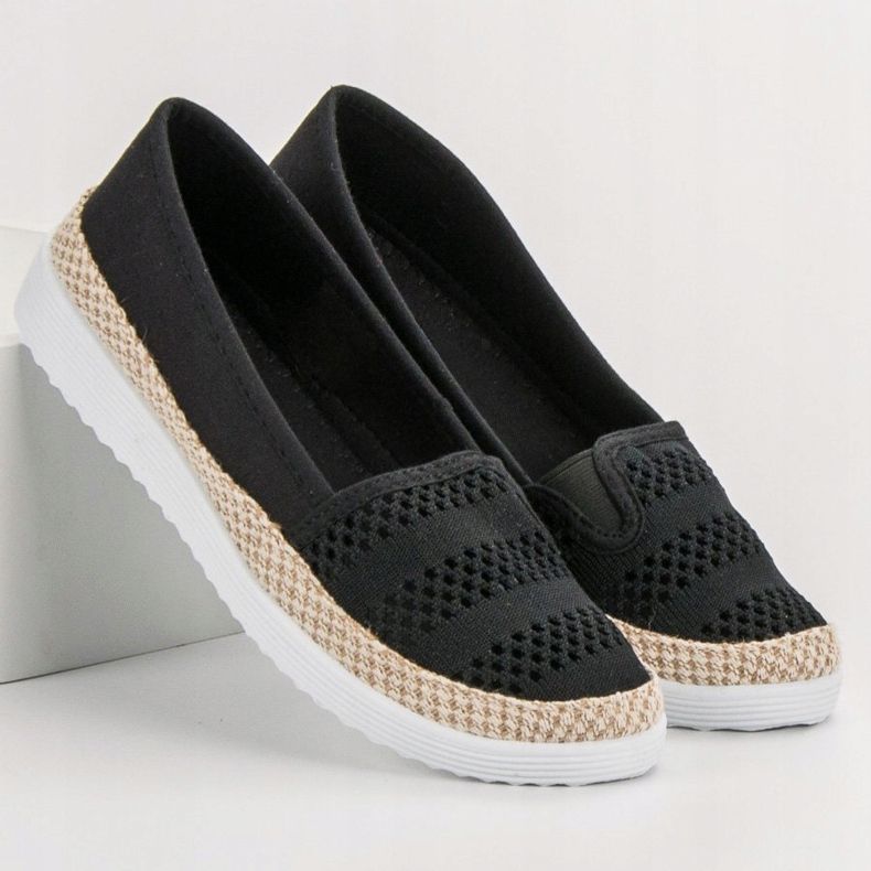 SHELOVET Espadrile textile negru 1