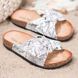 Bella Paris Papuci cu imprimeuri de șarpe gri 1