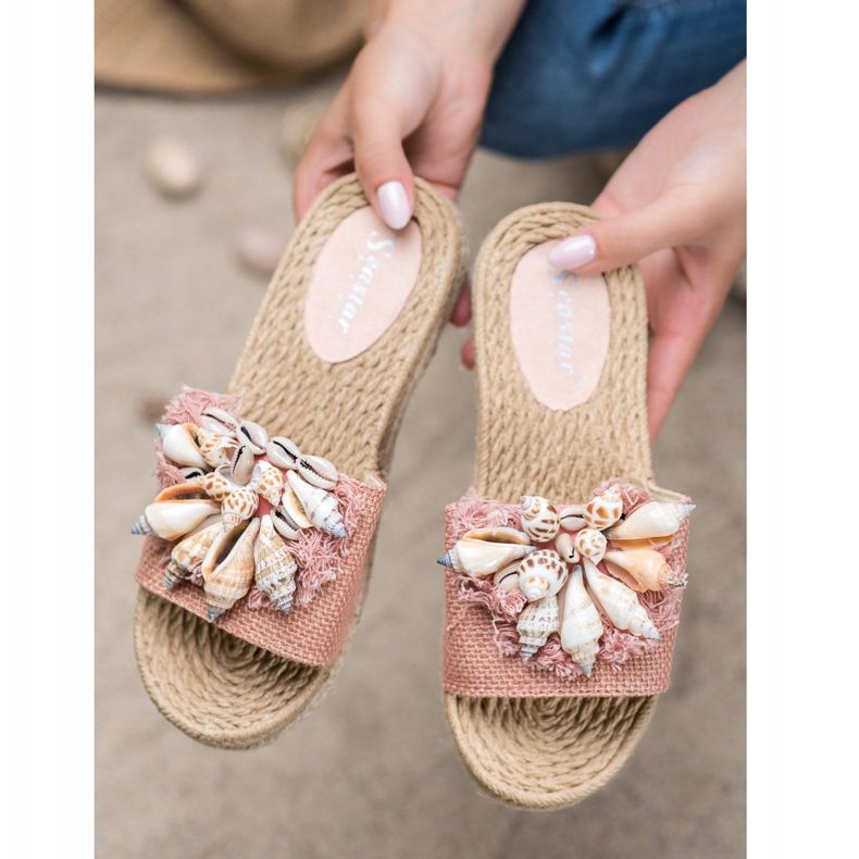 Seastar Flip-flops la modă cu scoici roz 1