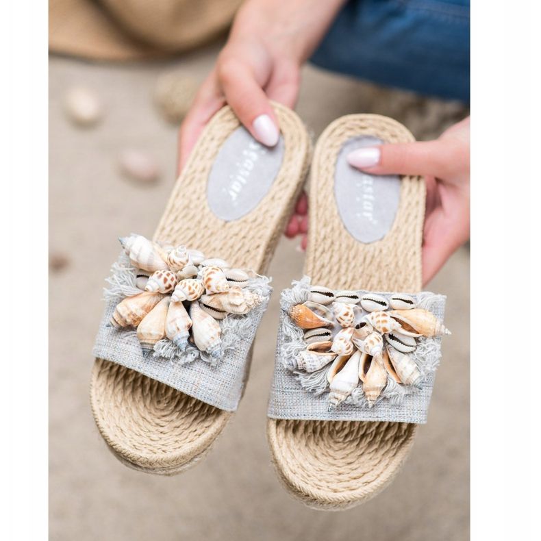 Seastar Flip-flops la modă cu scoici gri 1