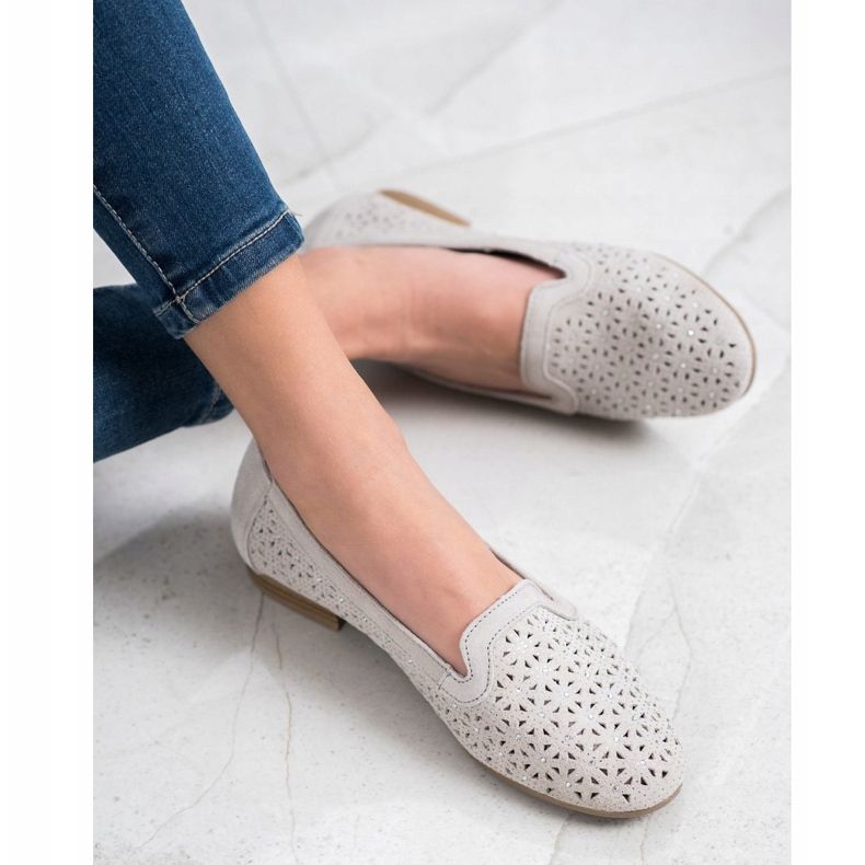 Filippo Domnii din piele cu zirconiu cubic gri 1