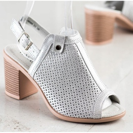 Sandale strălucitoare din piele VINCEZA argint 2