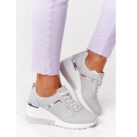 Tenisi din piele cu piele S.Barski Grey gri 2