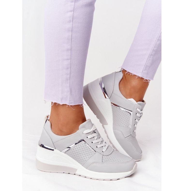 Tenisi din piele cu piele S.Barski Grey gri 2