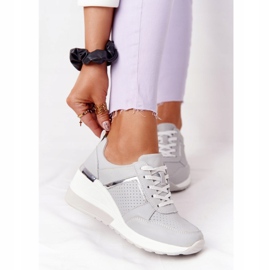 Tenisi din piele cu piele S.Barski Grey gri 1