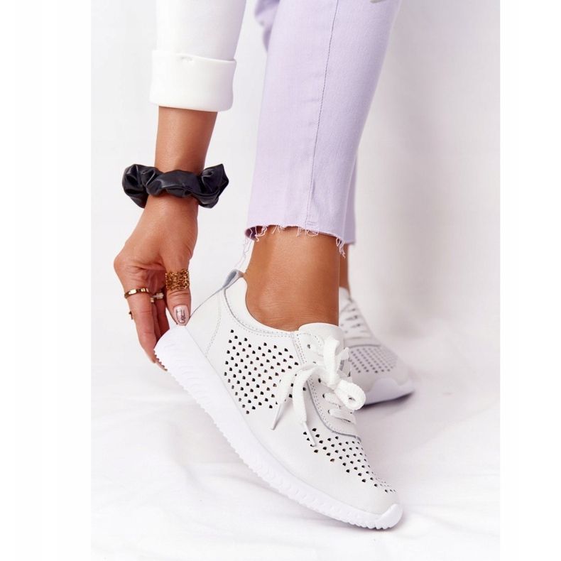 S.Barski Pantofi sport din piele ajurată S. Bararski White alb 2 S.Barski Pantofi sport din piele ajurată S. Bararski White alb 2