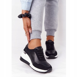 S.Barski Adidași cu piele ajurată din piele S. Bararski negru alb 1