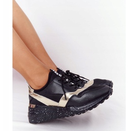 Tenisi din piele cu piele S.Barski negru și auriu 1