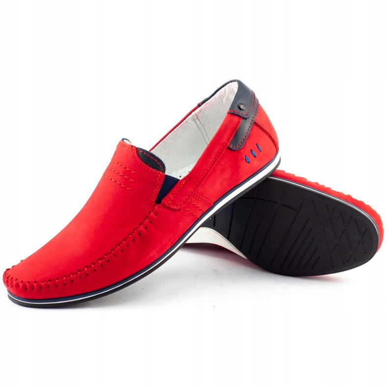 KOMODO Mocasini din piele pentru bărbați 876 roșu albastru marin 2 KOMODO Mocasini din piele pentru bărbați 876 roșu albastru marin 2