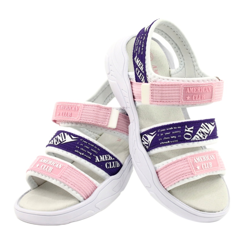 American Club Sandale sport Branț din piele RL29/21 Roz și violet 3
