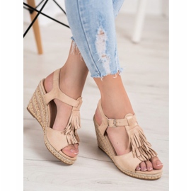 Small Swan Pene de piele de căprioară cu franjuri maro 1