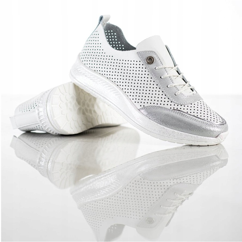 Goodin Adidași din piele albă și argintie 1