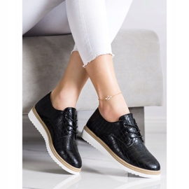 SHELOVET Pantofi negri cu imprimeu șarpe negru 2