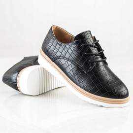 SHELOVET Pantofi negri cu imprimeu șarpe negru 1