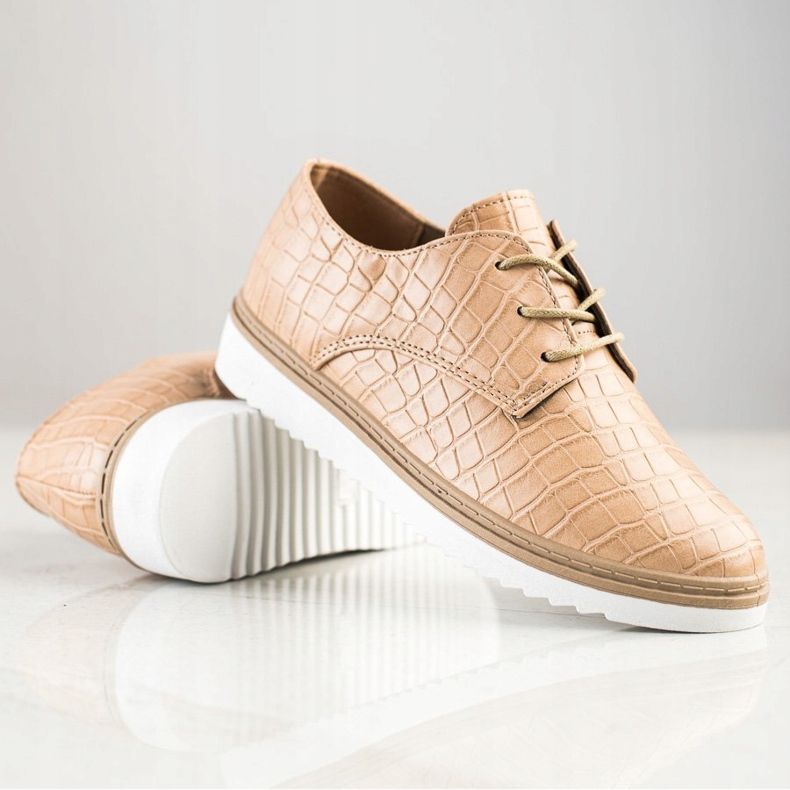 SHELOVET Pantofi cu imprimeu șarpe maro 1