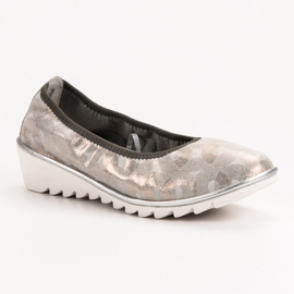 Filippo Balerină din piele pe pană bej de aur 1