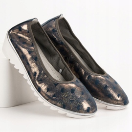 Filippo Balerină din piele pe pană albastru galben 1