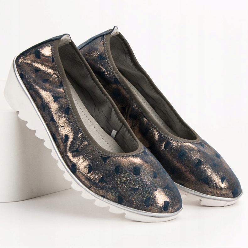 Filippo Balerină din piele pe pană albastru galben 1