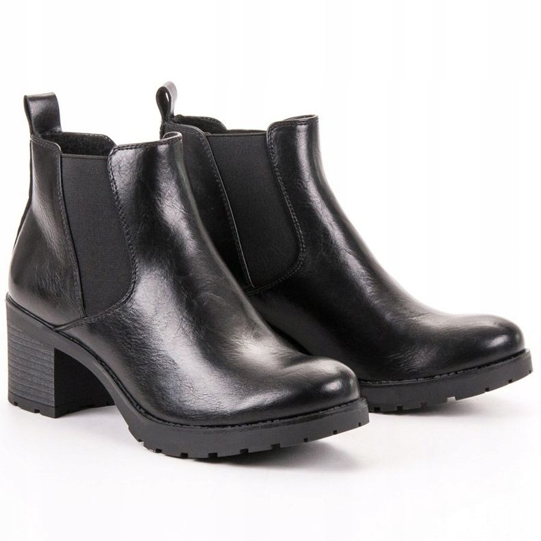 W. Potocki Cizme Chelsea negre pe un bar negru 1