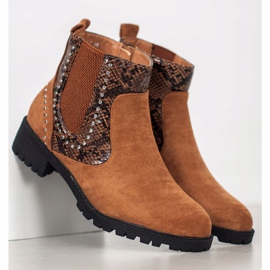 Small Swan Cizme Chelsea cu imprimeu de șarpe maro 1 Small Swan Cizme Chelsea cu imprimeu de șarpe maro 1