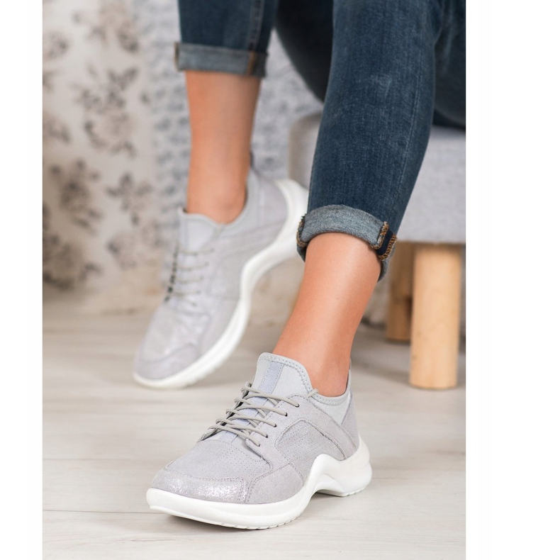 Pantofi sport din piele VINCEZA gri 1