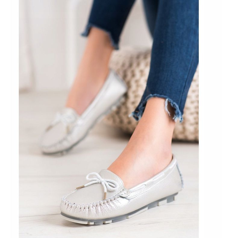 Filippo Mocasini din piele ușoară gri 1