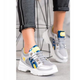 Bella Paris Adidași de modă cu plasă gri multicolor 1