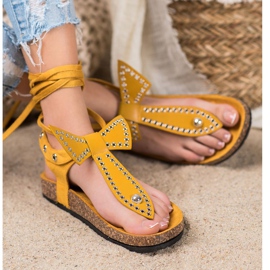 Seastar Sandale cu flip-flops legate galben 2