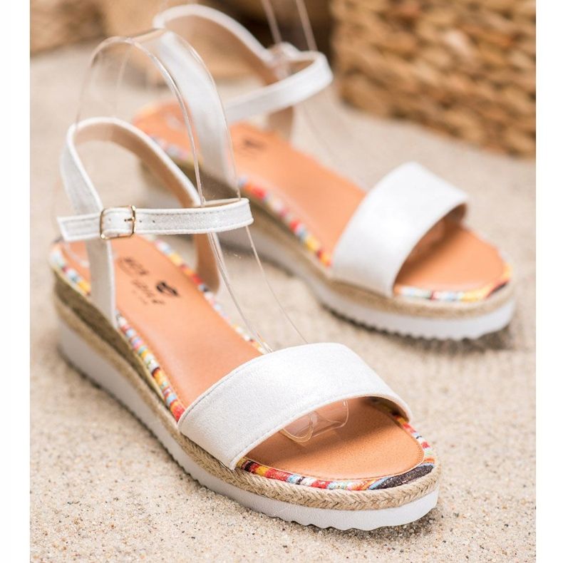 Yes Mile Sandale confortabile din piele de căprioară alb 1