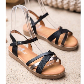 Weide Sandale elegante din piele ecologică negru 1