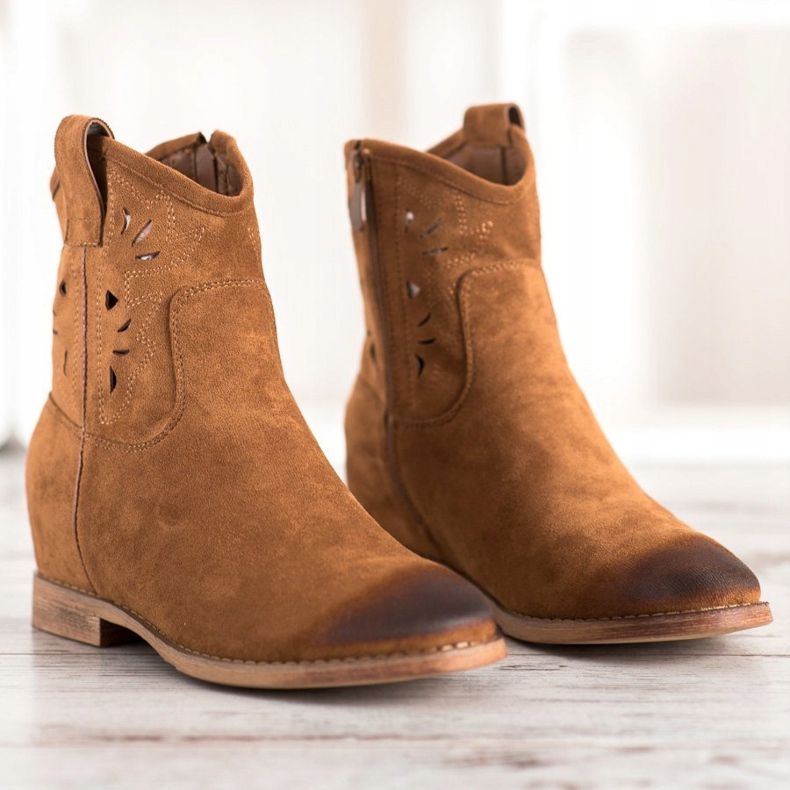 Vinceza Cizme de cowboy cu pană Vincez maro galben 2