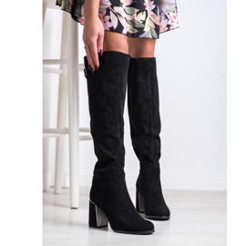 Goodin Cizme elegante din piele intoarsa negru 1