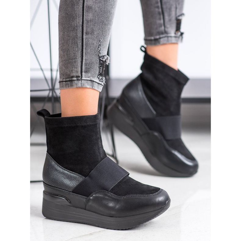 SHELOVET Cizme slip-on de modă negru 2