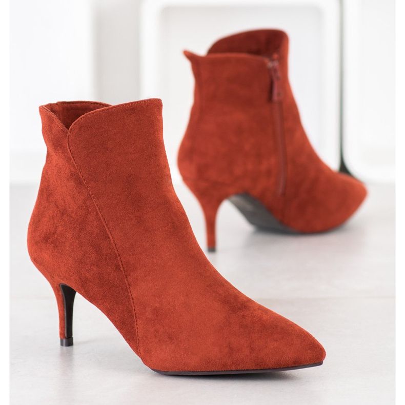 Kylie Ghete din piele de căprioară pe toc înalt maro portocale 2