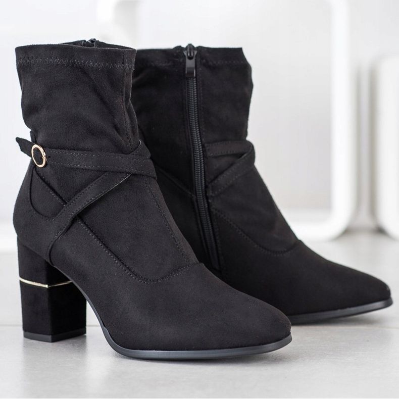 Goodin Cizme cu insertie aurie negru 1 Goodin Cizme cu insertie aurie negru 1