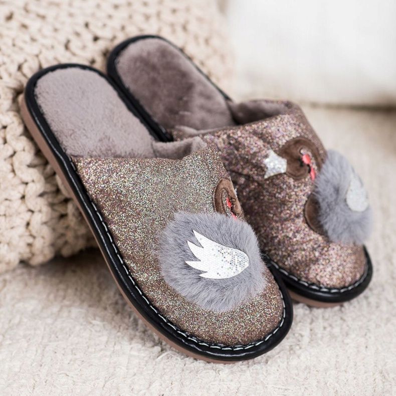 Bona Papuci eleganți cu aplicație bej maro 1