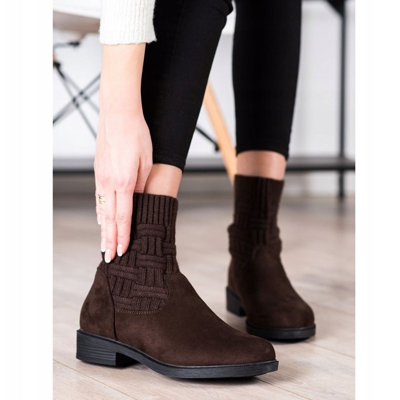 SHELOVET Ghete din piele de căprioară maro 1 SHELOVET Ghete din piele de căprioară maro 1