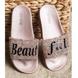 SHELOVET Flip Flops frumoase cu cristale de aur 2