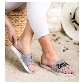 SHELOVET Flip Flops frumoase cu cristale argint 1