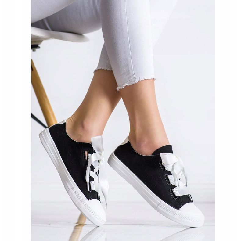 SHELOVET Adidași legați elegant negru 1