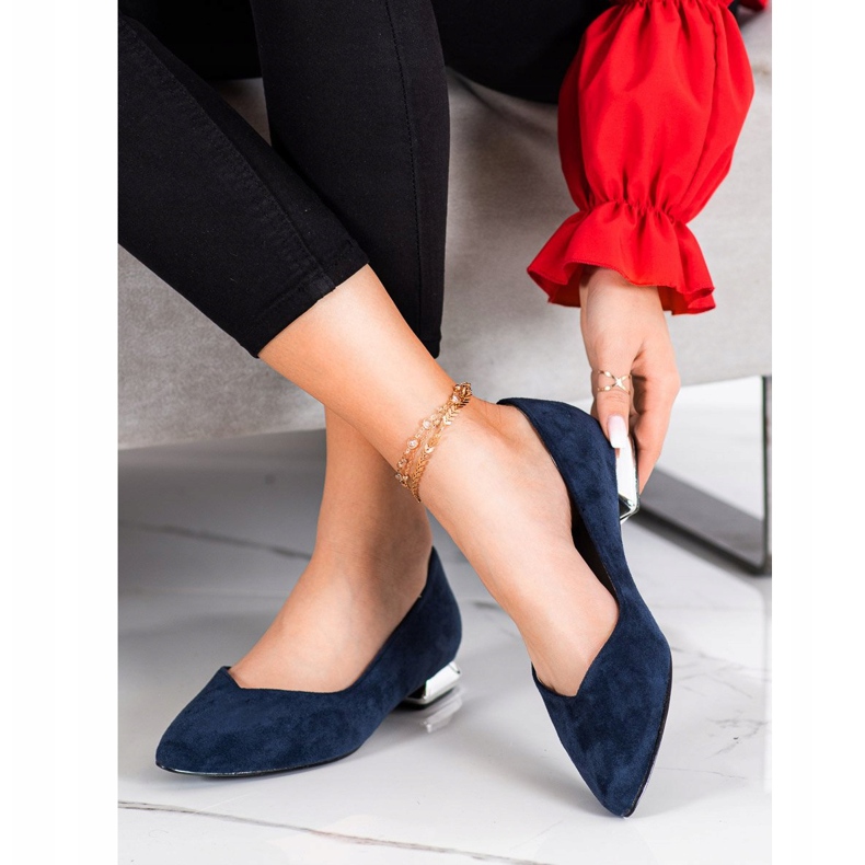 Goodin Pompe cu toc plat albastru marin albastru 1