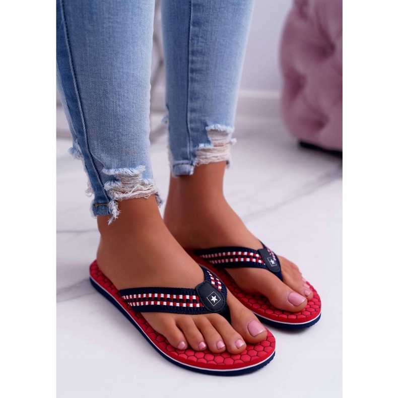 Papuci de damă Flip-flops Big Star Red DD274A252 roșu albastru marin 2
