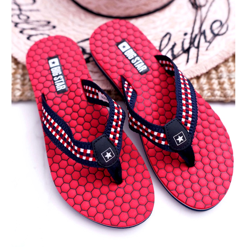 Papuci de damă Flip-flops Big Star Red DD274A252 roșu albastru marin 3