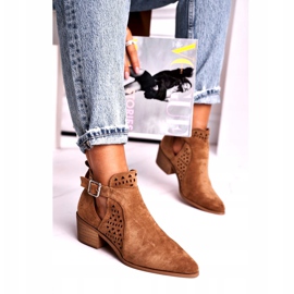 FB1 Cizme de damă cu toc înalt Cataramă din piele întoarsă Camel Esen maro 1 FB1 Cizme de damă cu toc înalt Cataramă din piele întoarsă Camel Esen maro 1