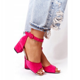 Sandale cu toc înalt din piele întoarsă Vinceza 21-20100 Fuchsia roz 3