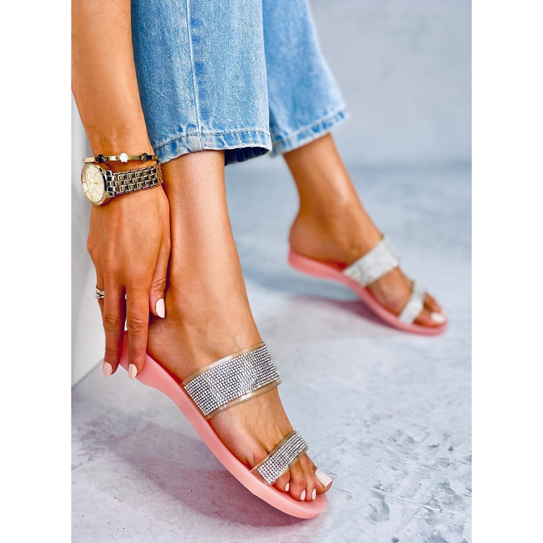 Papuci roz BG51 roz din silicon argint 1 Papuci roz BG51 roz din silicon argint 1