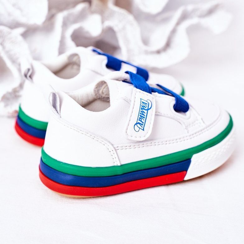 Apawwa Adidași pentru copii cu Baxter alb și bleumarin cu nervuri albastru marin albastru 1