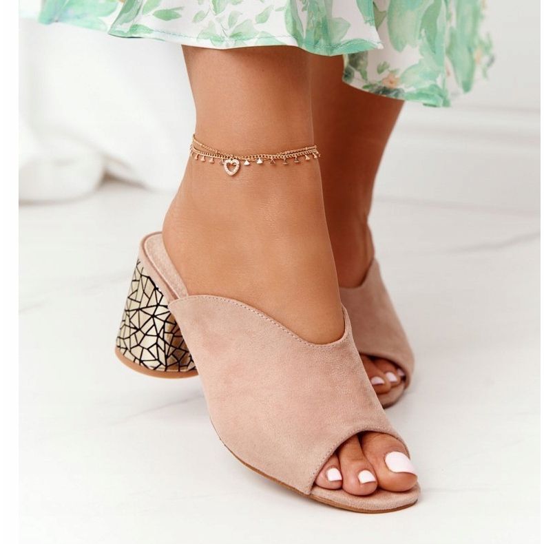 Tocuri înalte din piele de căprioară S.Barski C420-15 Bej 2