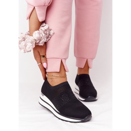 Adidași deschise Slip-On On Wedge Black Sophia alb negru 1