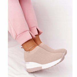 Adidași deschisi Slip-On On Wedge Beige Harmony bej alb 7